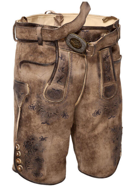 Danube Dark Brown Bavarian Lederhosen Leather Shorts