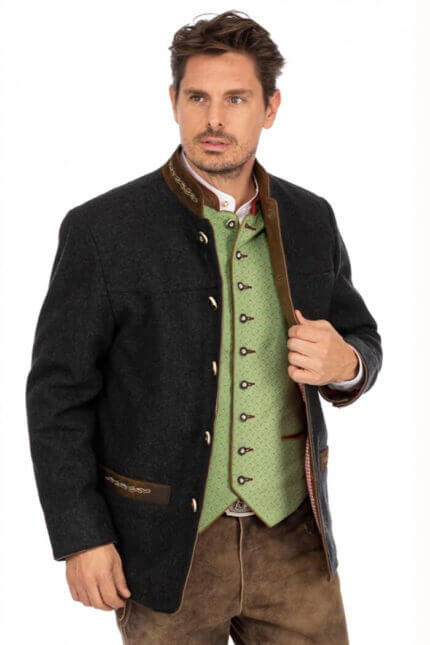 Heritage Black Wool Trachten Jacket