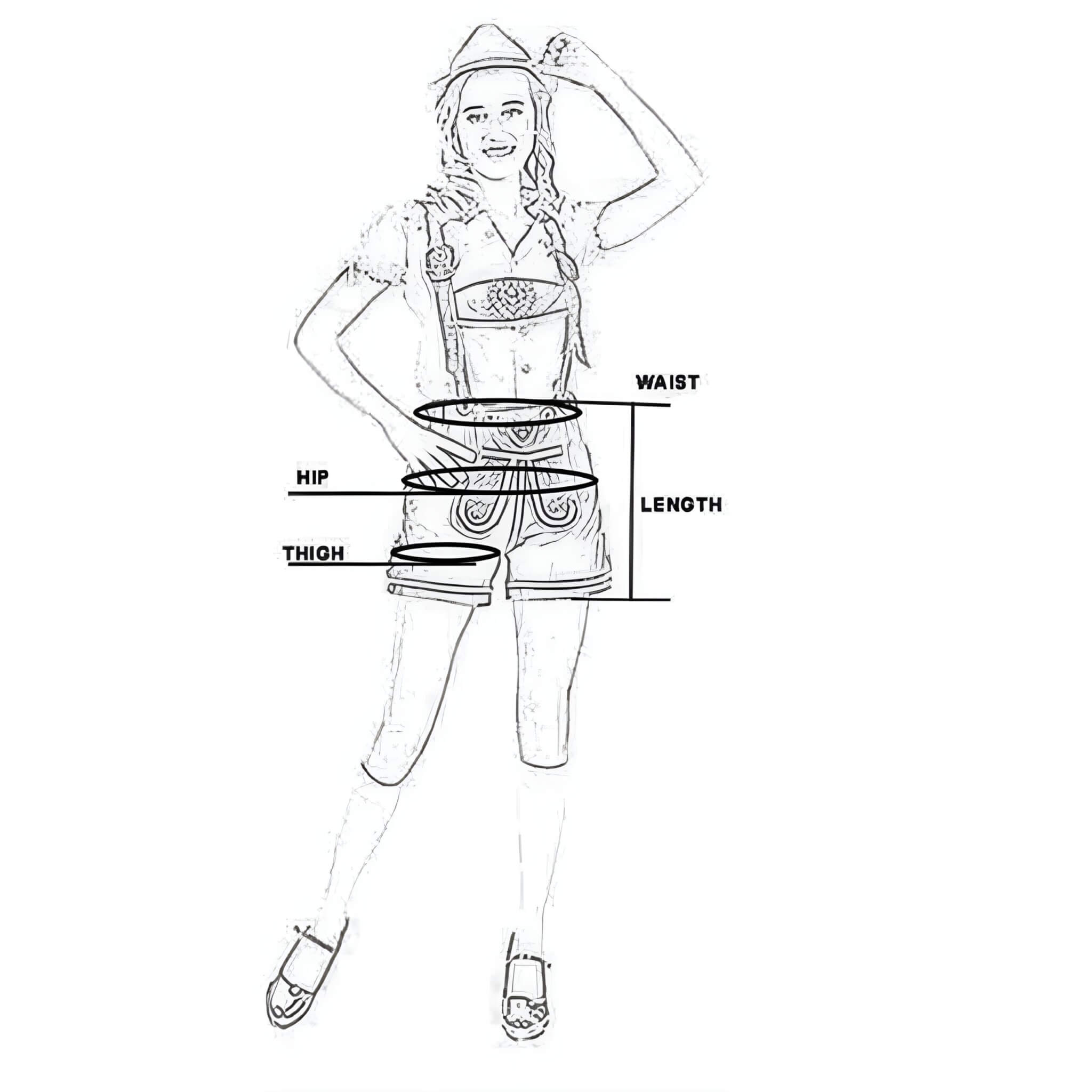 Women's Lederhosen Size Chart
